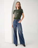 Camiseta con bordado en frente para mujer - Verde