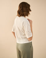 Camiseta con detalles desagujados para mujer - Blanco