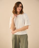 Camiseta con detalles desagujados para mujer - Blanco