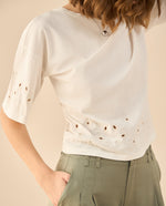 Camiseta con detalles desagujados para mujer - Blanco