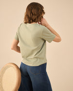 Camiseta estampada con apliques para mujer - Verde