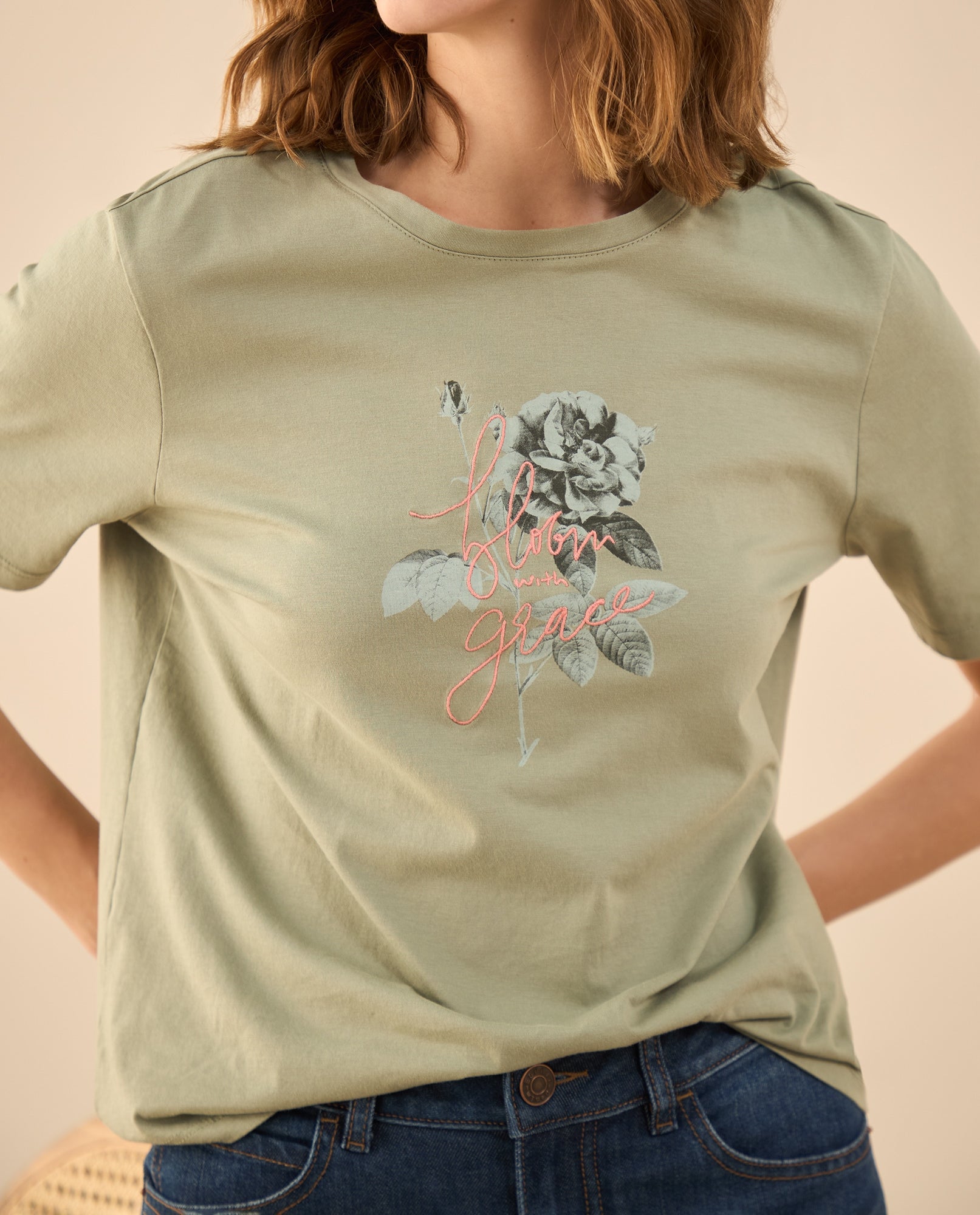 Camiseta estampada con apliques para mujer - Verde 34_602G002_VER176212_5