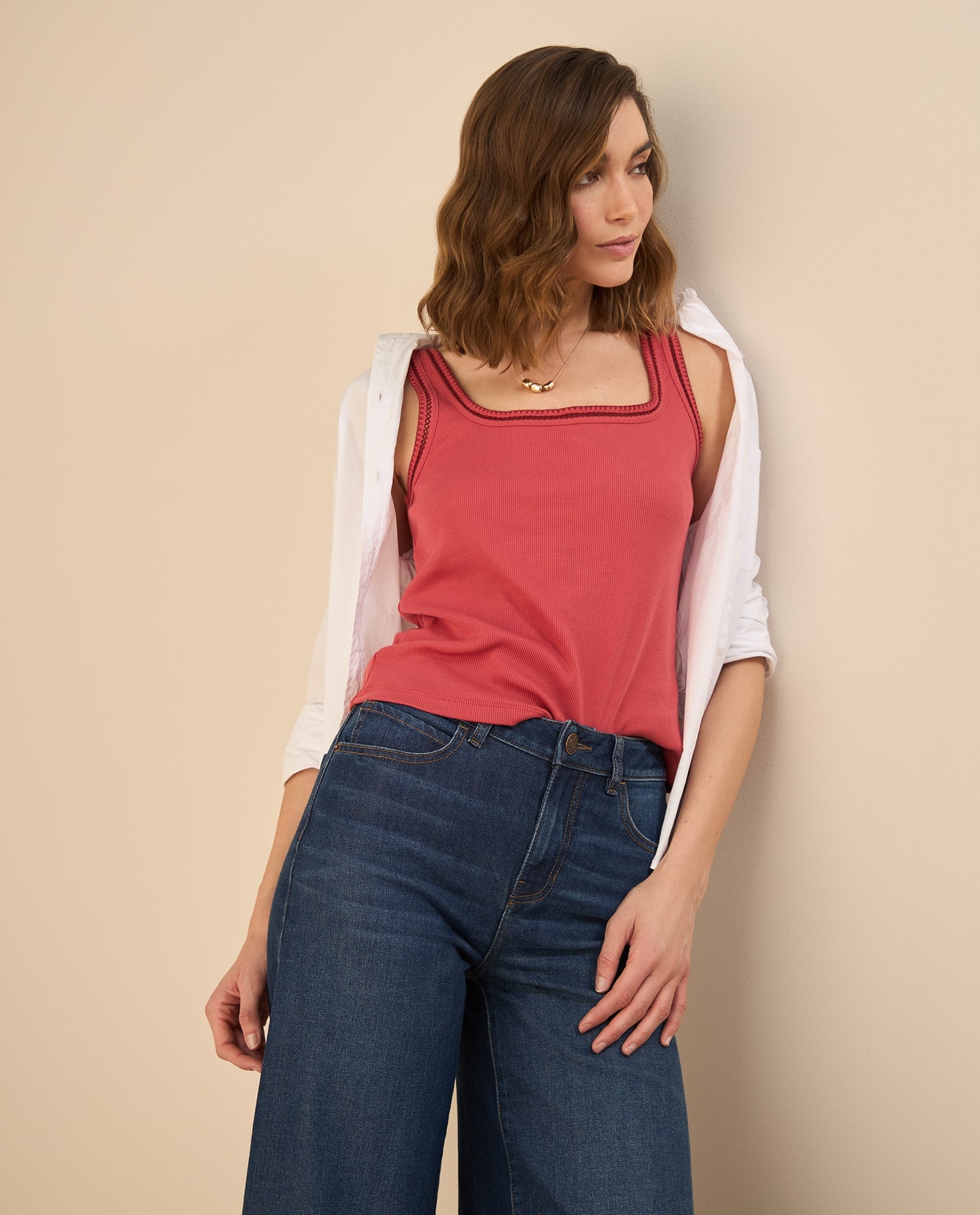 Camiseta de escote redondo para mujer - Rojo