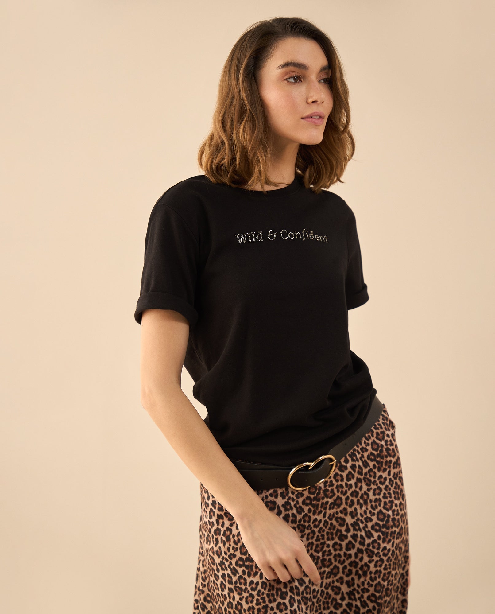 Camiseta con apliques en frente para mujer - Negro 34_602G005_NEG190303_0