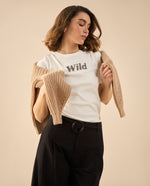 Camiseta básica con  apliques para mujer - Blanco