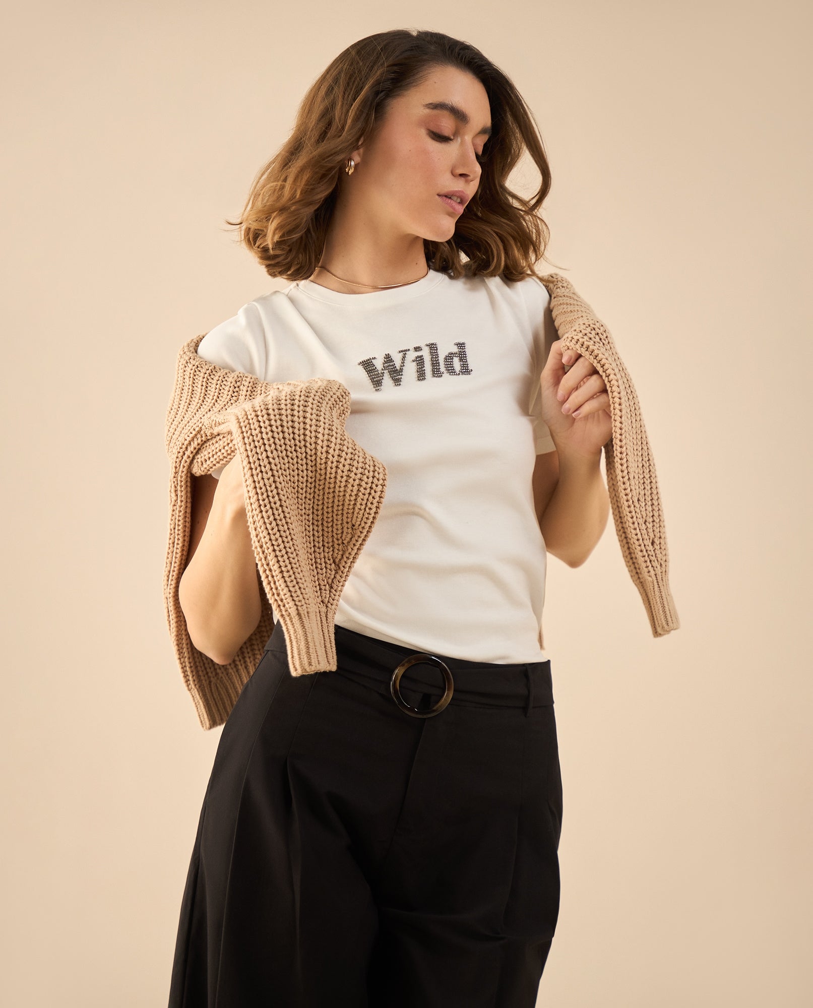 Camiseta básica con  apliques para mujer - Blanco 34_602G007_BLA110601_5