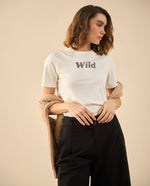 Camiseta básica con  apliques para mujer - Blanco