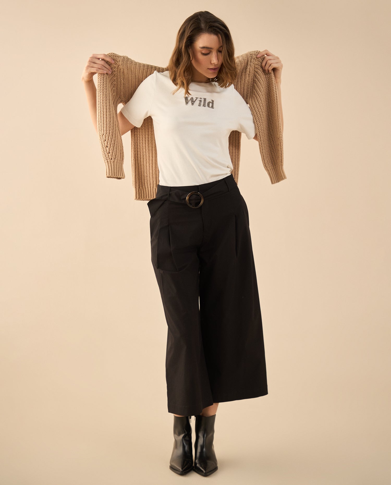 Camiseta básica con  apliques para mujer - Blanco