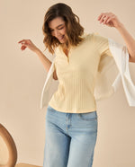 Camiseta tipo polo para mujer - Amarillo