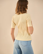 Camiseta tipo polo para mujer - Amarillo