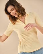 Camiseta tipo polo para mujer - Amarillo