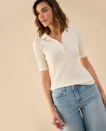 Camiseta tipo polo para mujer - Blanco