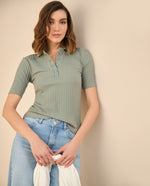 Camiseta tipo polo para mujer - Verde