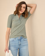 Camiseta tipo polo para mujer - Verde