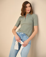 Camiseta tipo polo para mujer - Verde