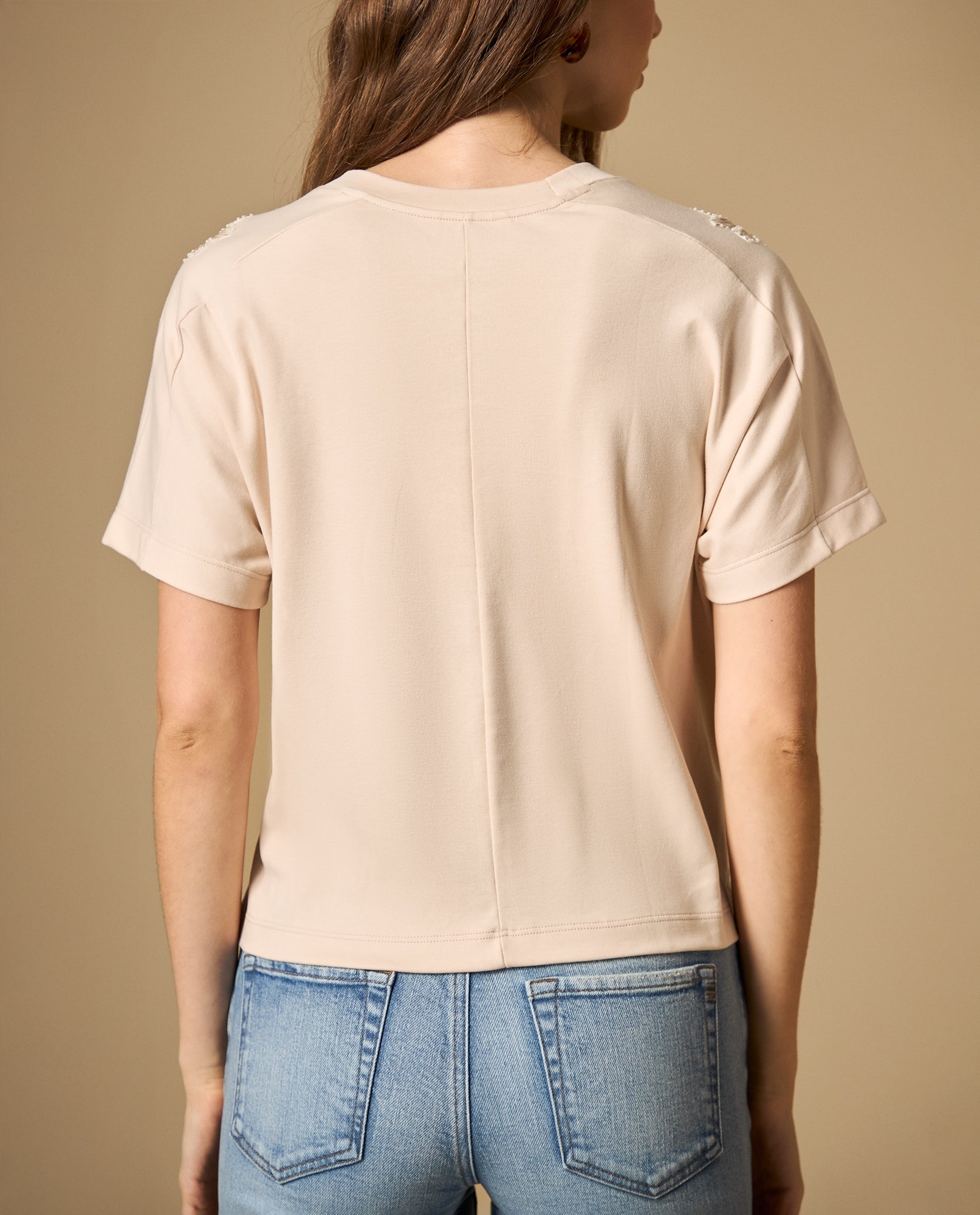 Camiseta manga corta con bordado floral - Crudo 34_602H014_CRU133801_4