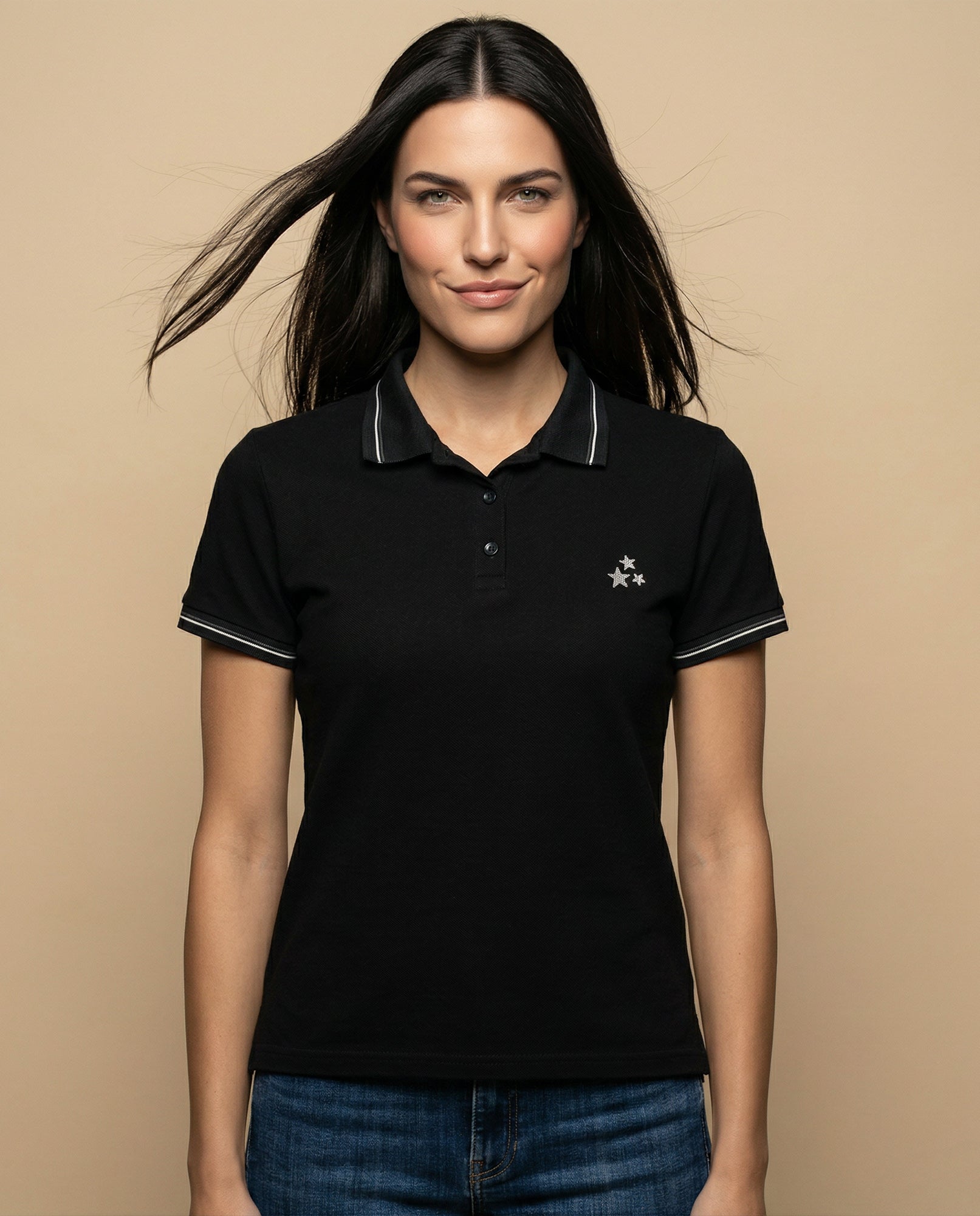 Camiseta tipo polo para mujer - Negro 34_602H190_NEG190303_3