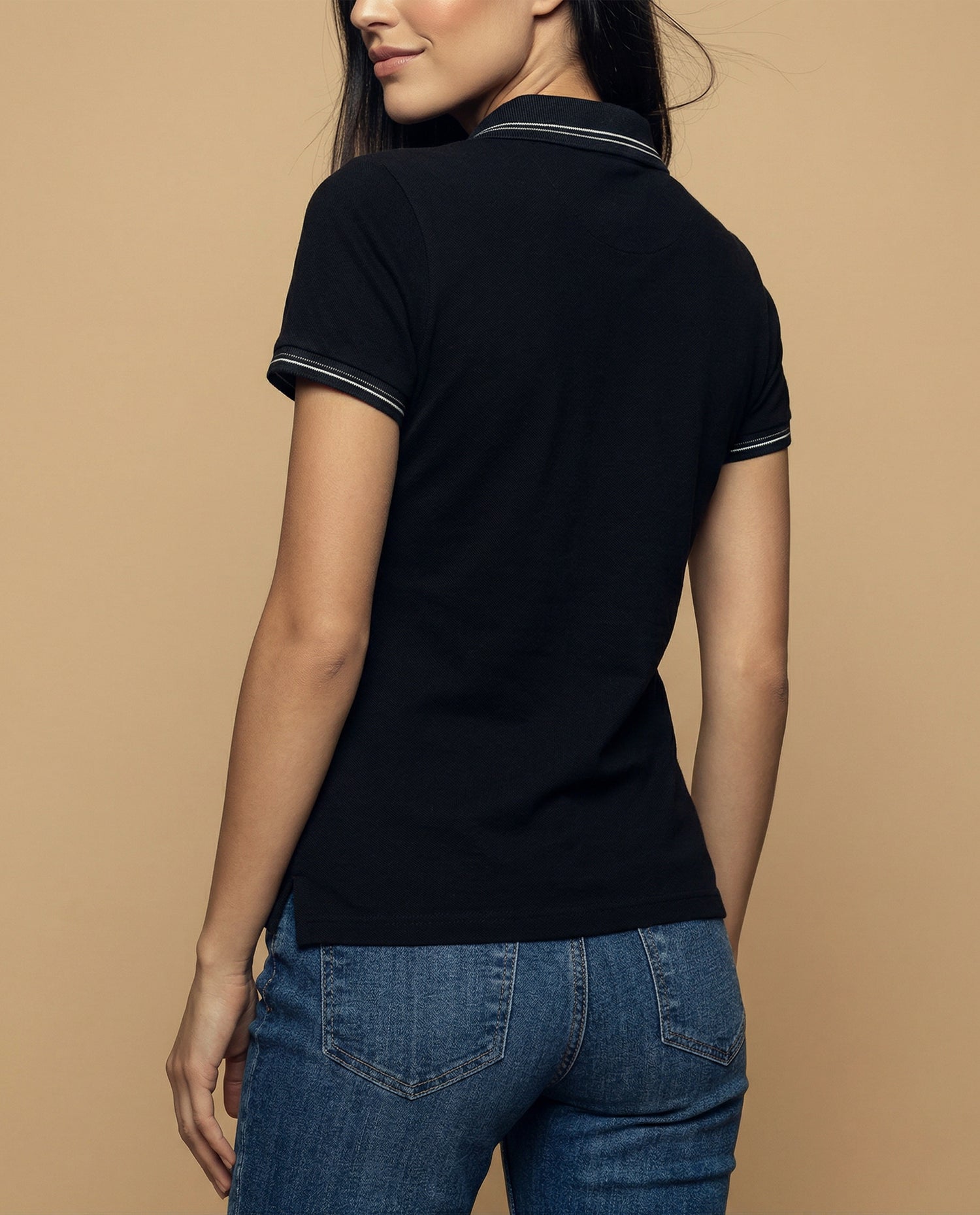 Camiseta tipo polo para mujer - Negro