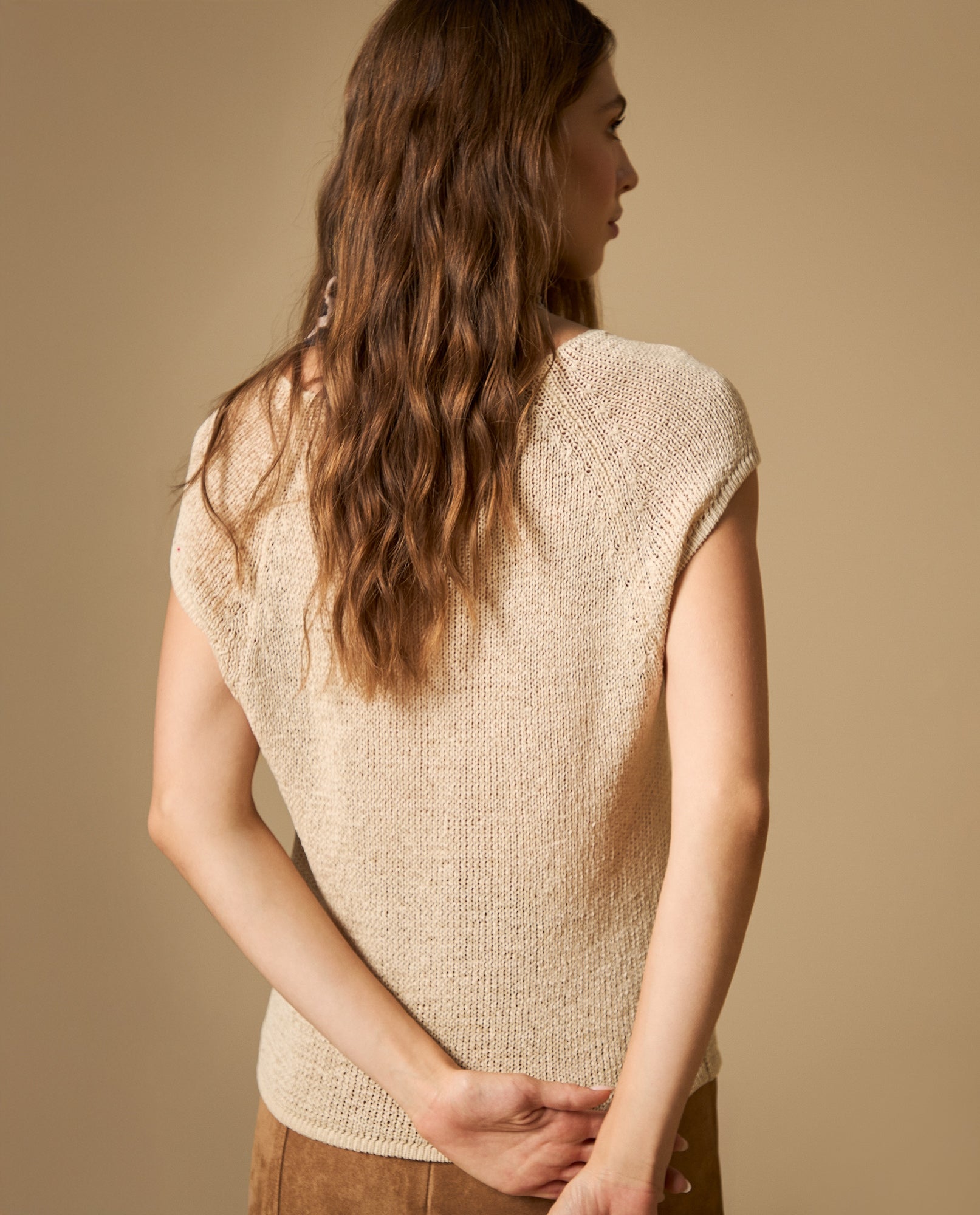 Camiseta bordada manga corta cuello redondo - Beige 34_602H200_BEI151214_4
