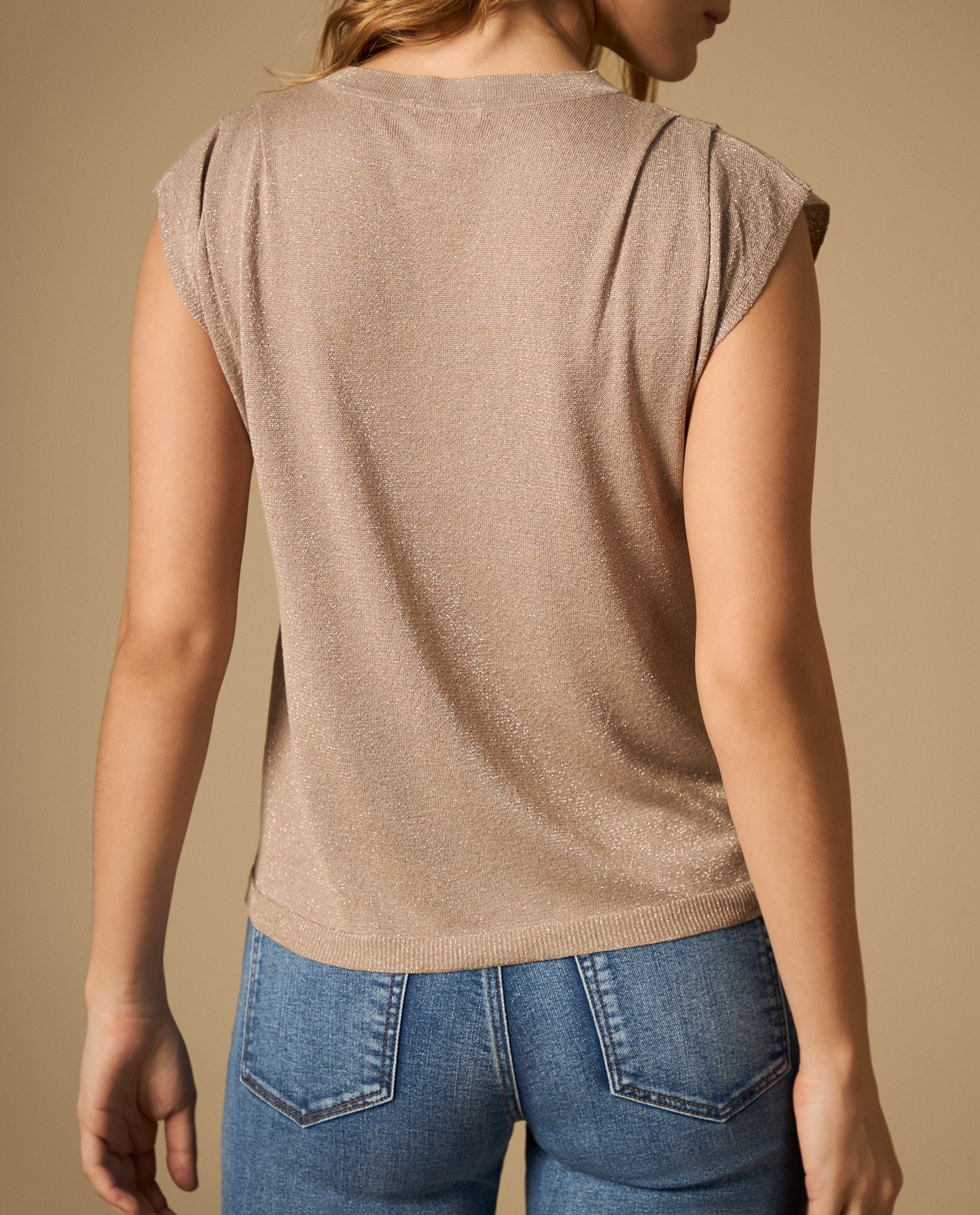 Camiseta manga sisa con brillo sutil - Beige 34_602H213_BEI161110_4
