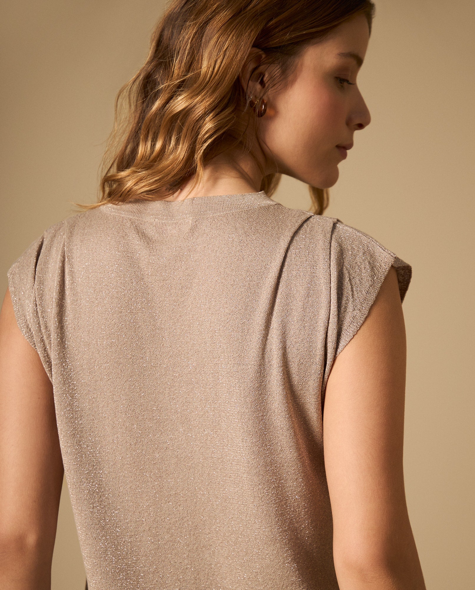 Camiseta manga sisa con brillo sutil - Beige 34_602H213_BEI161110_5