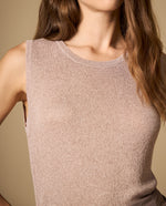 Camiseta manga sisa con tejido brillante - Rosa