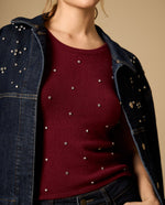 Camiseta de punto con aplicaciones brillantes - Rojo