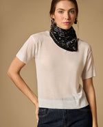 Camiseta de punto ligera con cuello en V - Crudo