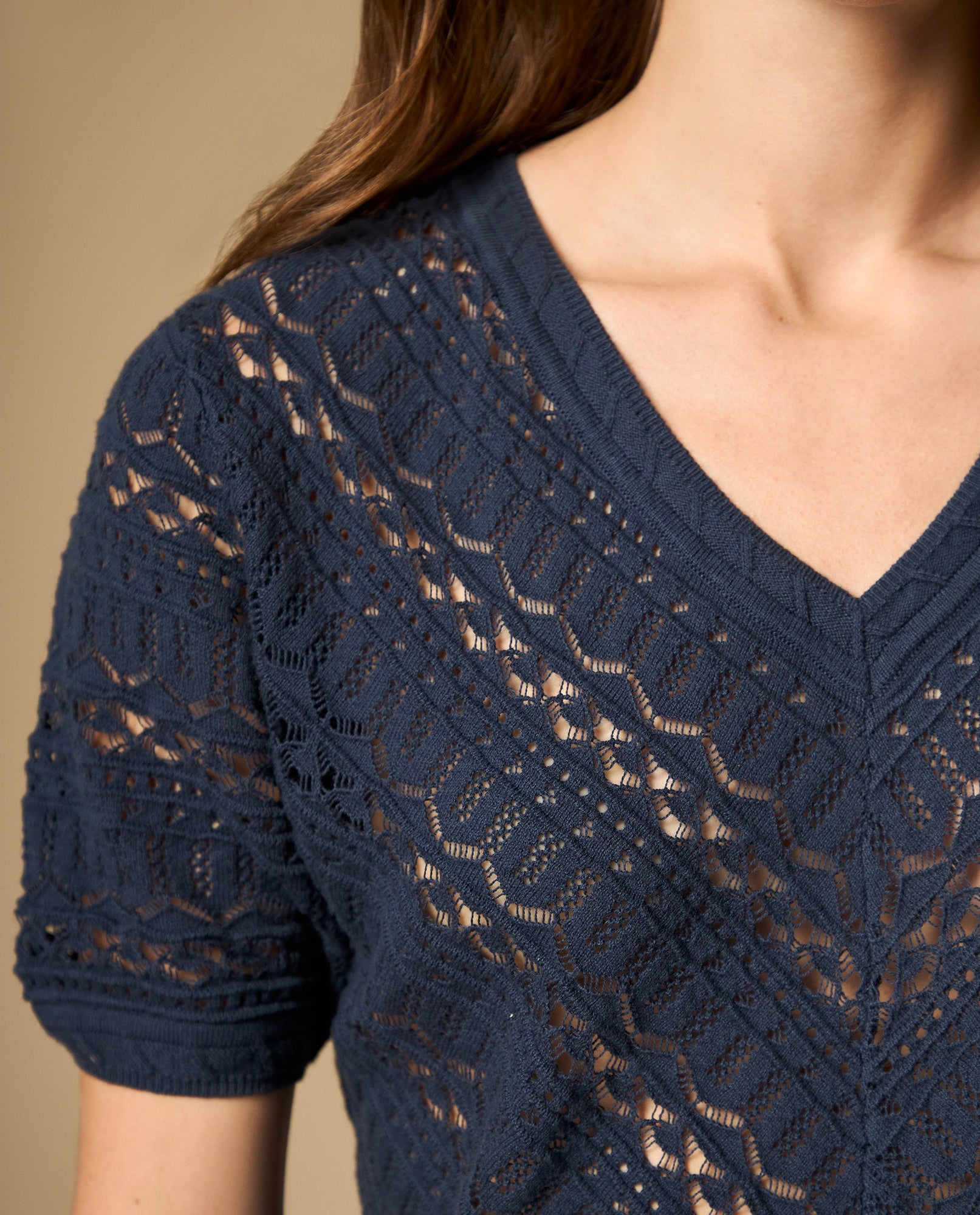 Camiseta manga corta escote en V con textura - Azul 34_602H225_AZU193924_4