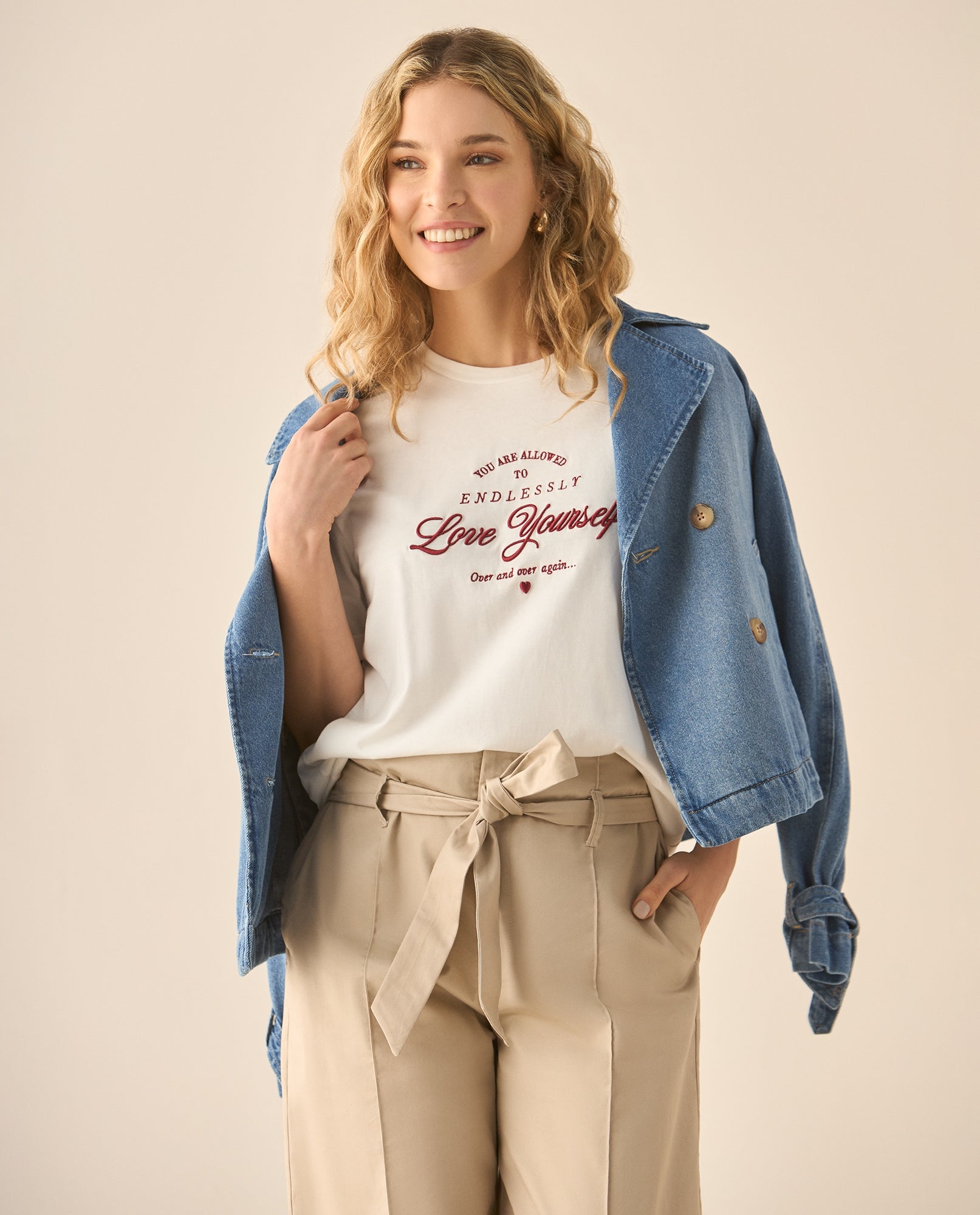Camiseta manga corta con bordado para mujer  - Blanco 34_603G000_BLA110601_0