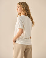 Camiseta manga corta con bordado para mujer  - Blanco