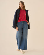 Camiseta manga corta con bordado para mujer  - Rojo