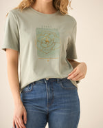 Camiseta manga corta con apliques al frente para mujer - Verde
