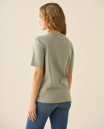Camiseta manga corta con apliques al frente para mujer - Verde