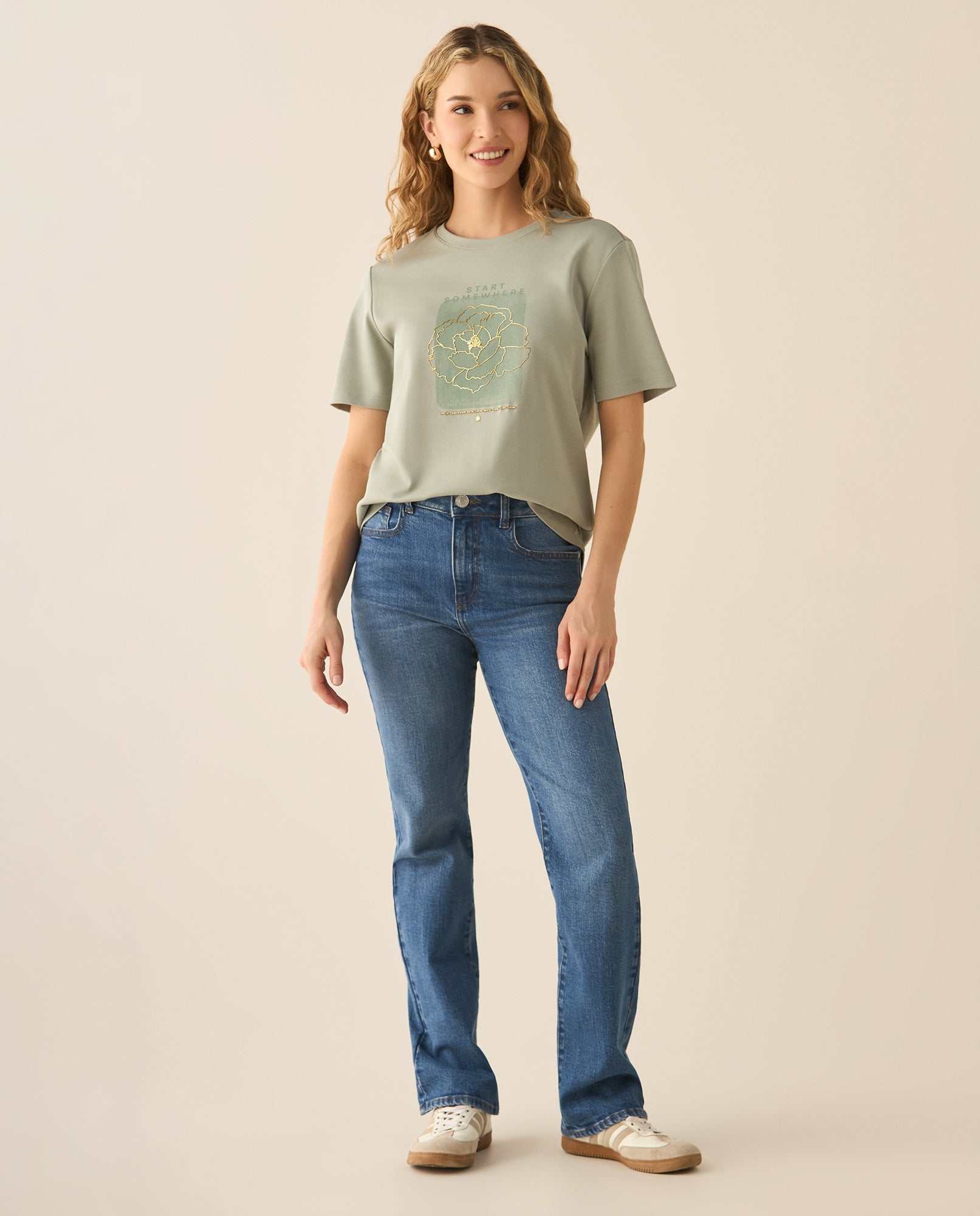 Camiseta manga corta con apliques al frente para mujer - Verde 34_603G009_VER136105_5