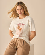 Camiseta basica con detalles bordados al frente para mujer - Blanco