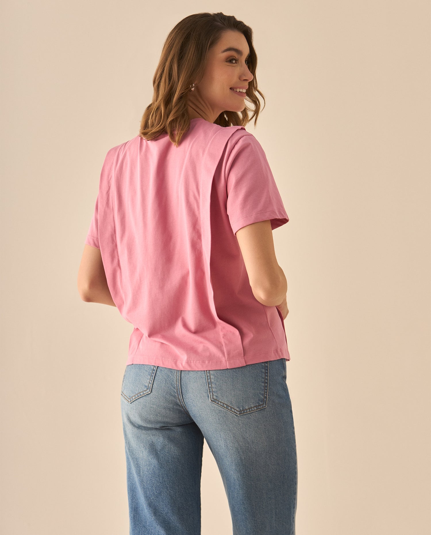 Camiseta tradicional manga corta para mujer - Rosa