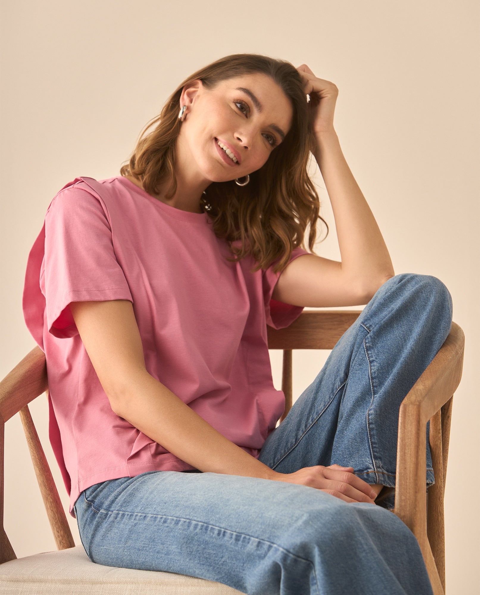 Camiseta tradicional manga corta para mujer - Rosa 34_603G011_ROS161715_6