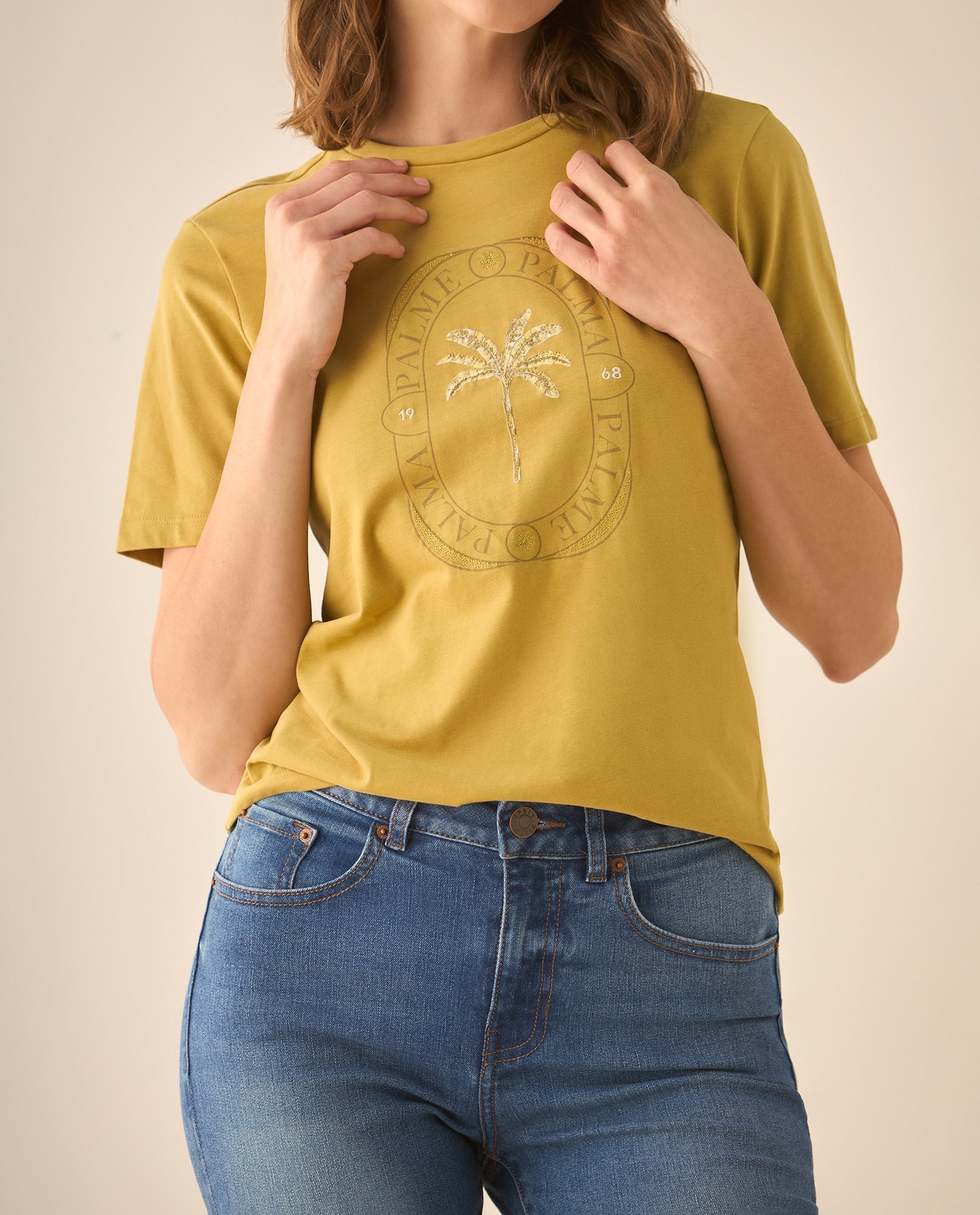 Camiseta con textura y estampado para mujer  - Verde 34_603G012_VER170836_3
