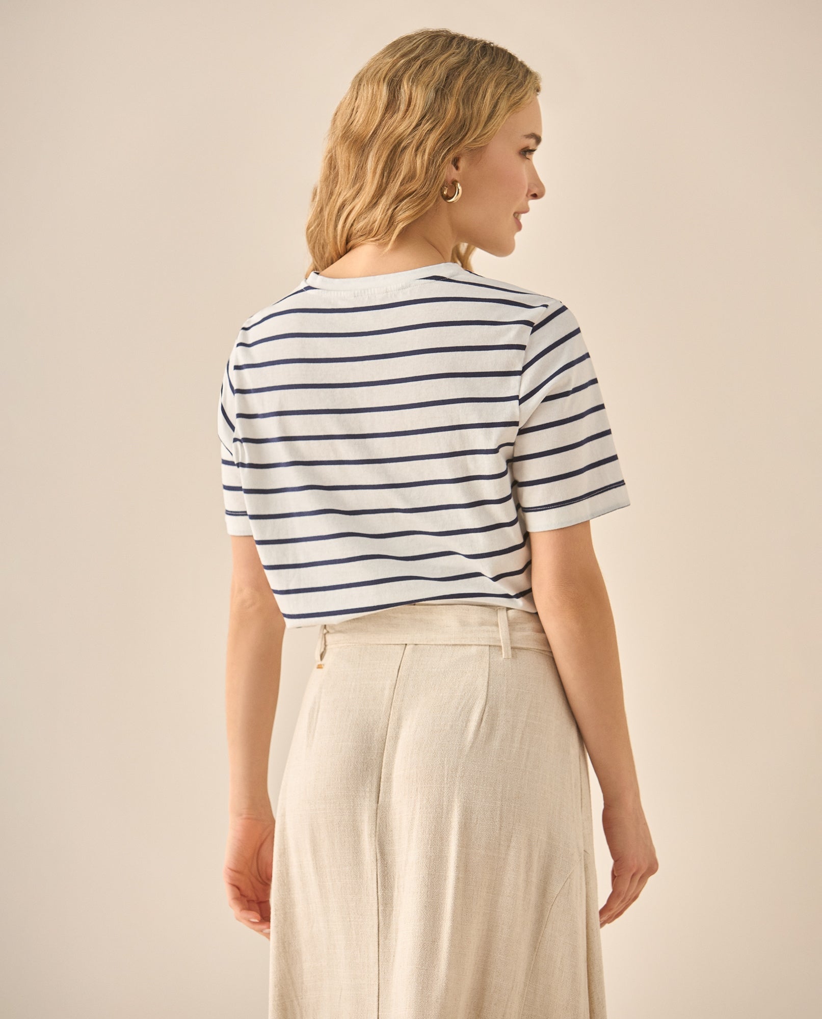 Camiseta a rayas con bordado para mujer  - Azul 34_603G014_AZU193920_6