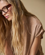 Camiseta cuello redondo mujer - Beige