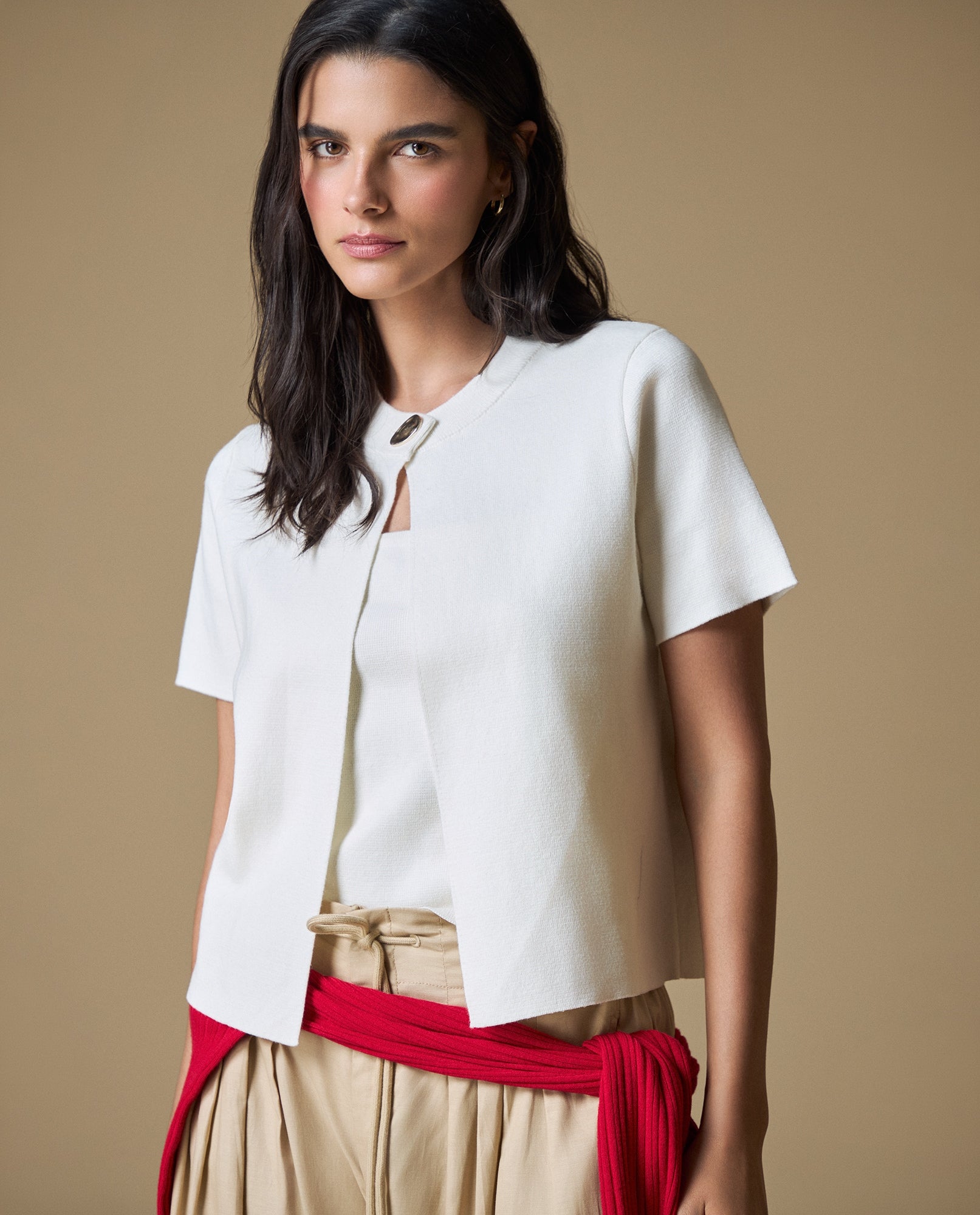Camiseta Esprit Cuello Redondo - Crudo 34_603H218_CRU135304_0