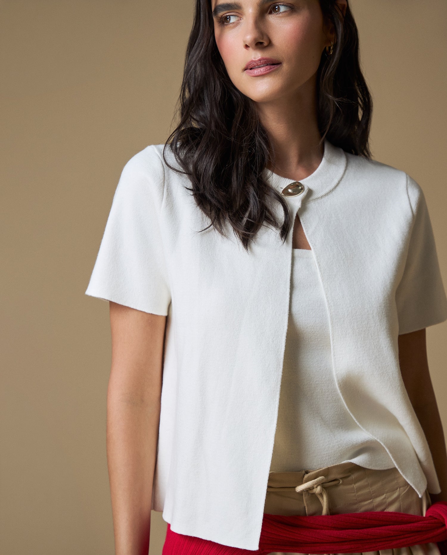 Camiseta Esprit Cuello Redondo - Crudo