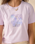 Camiseta con apliques de lentejuelas para mujer - Morado