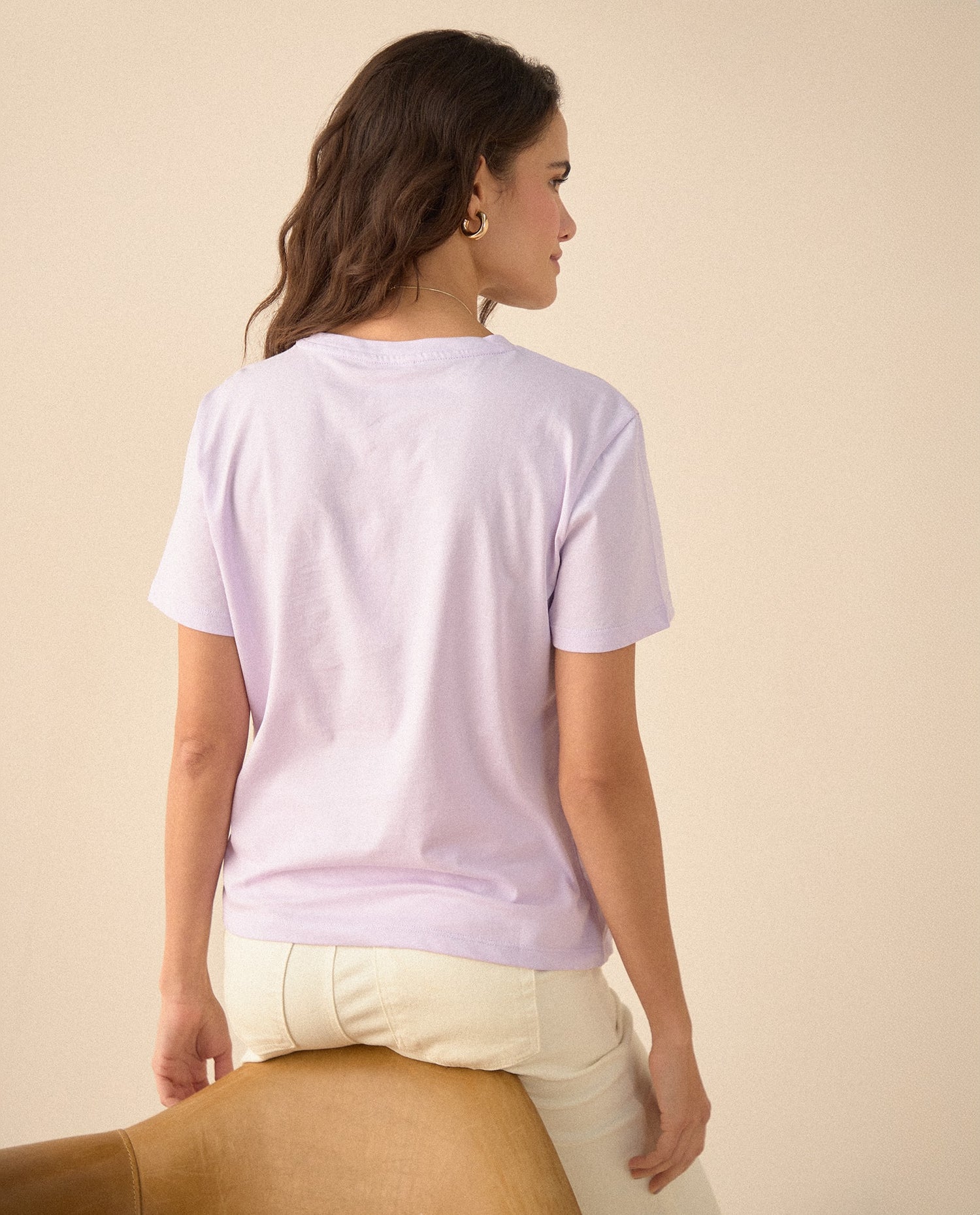 Camiseta con apliques de lentejuelas para mujer - Morado