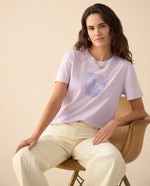 Camiseta con apliques de lentejuelas para mujer - Morado
