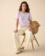 Camiseta con apliques de lentejuelas para mujer - Morado