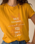 Camiseta manga corta estampada para mujer - Amarillo