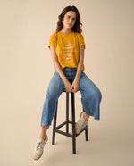 Camiseta manga corta estampada para mujer - Amarillo