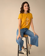 Camiseta manga corta estampada para mujer - Amarillo